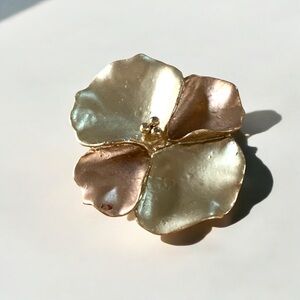 Gold & Rose Gold Petaled Dogwood Flower Brooch Pin